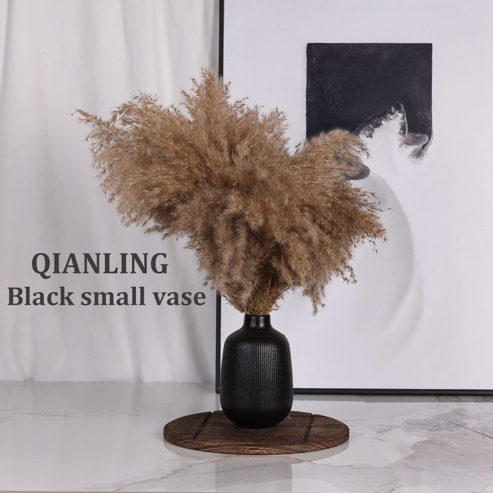 Ceramic Vase / Modern Ribbed Vases / Black / Set of 3