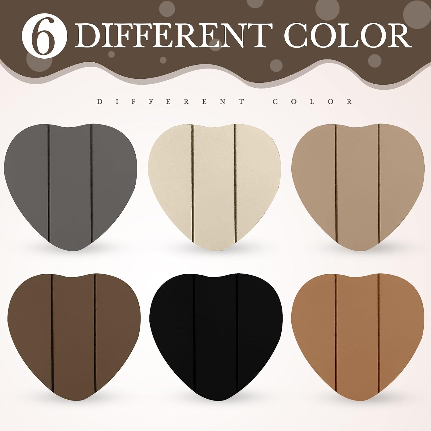 Wooden Heart Coasters House Warming Gifts New White Elephant / Home / Brownish Black / Set of 6