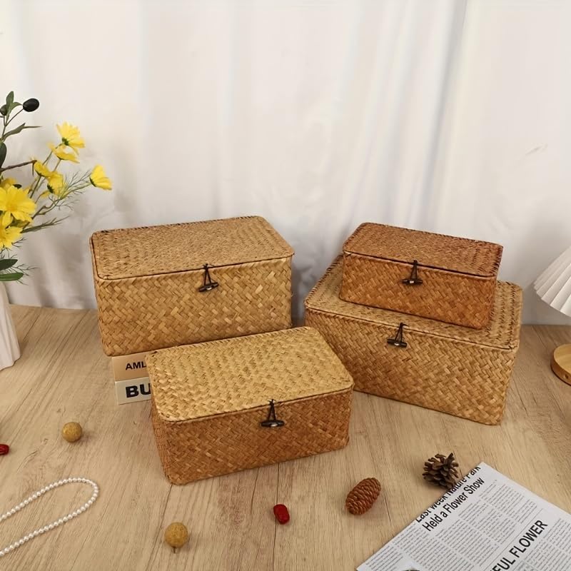 Desktop Organizer / Handwoven Storage Basket / Tan / 10inch