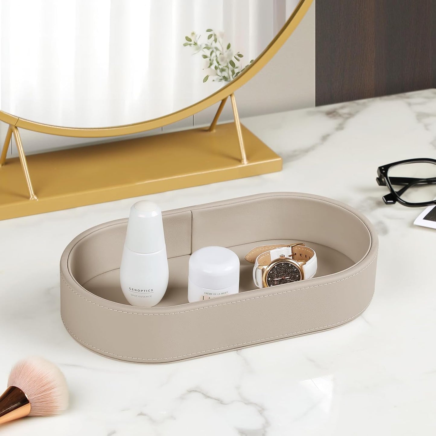 Oval Desk Valet Tray / Beige