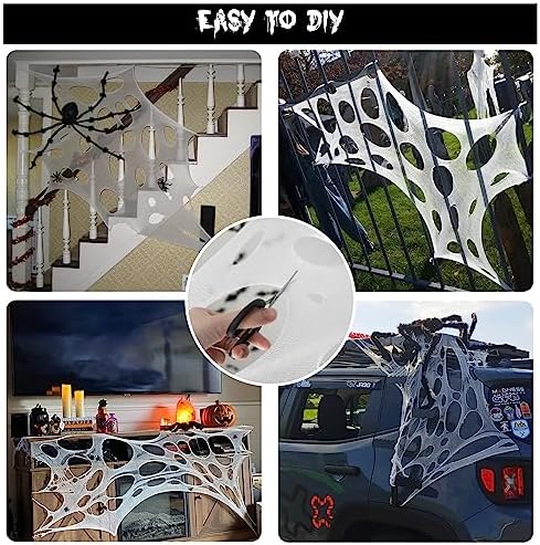 CESOF 2 Pack Giant Spider Web Halloween Decorations Outdoor Spiderwebs