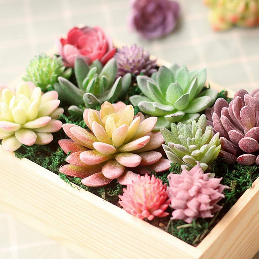 Fake Succulents Plants Artificial Small Fake Plants Faux / Green / 1.5-3.5 Inches / Set of 16