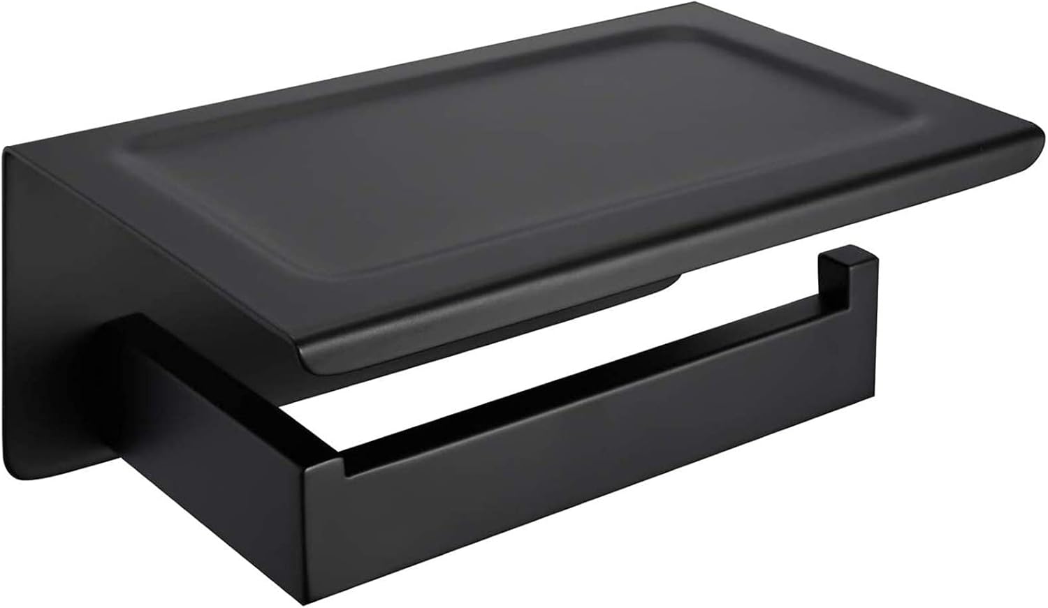 Nolimas Matte Black Toilet Paper Holder with Shelf, SUS304 Stainless Steel Bathroom Square, Modern Anti Rust Wall