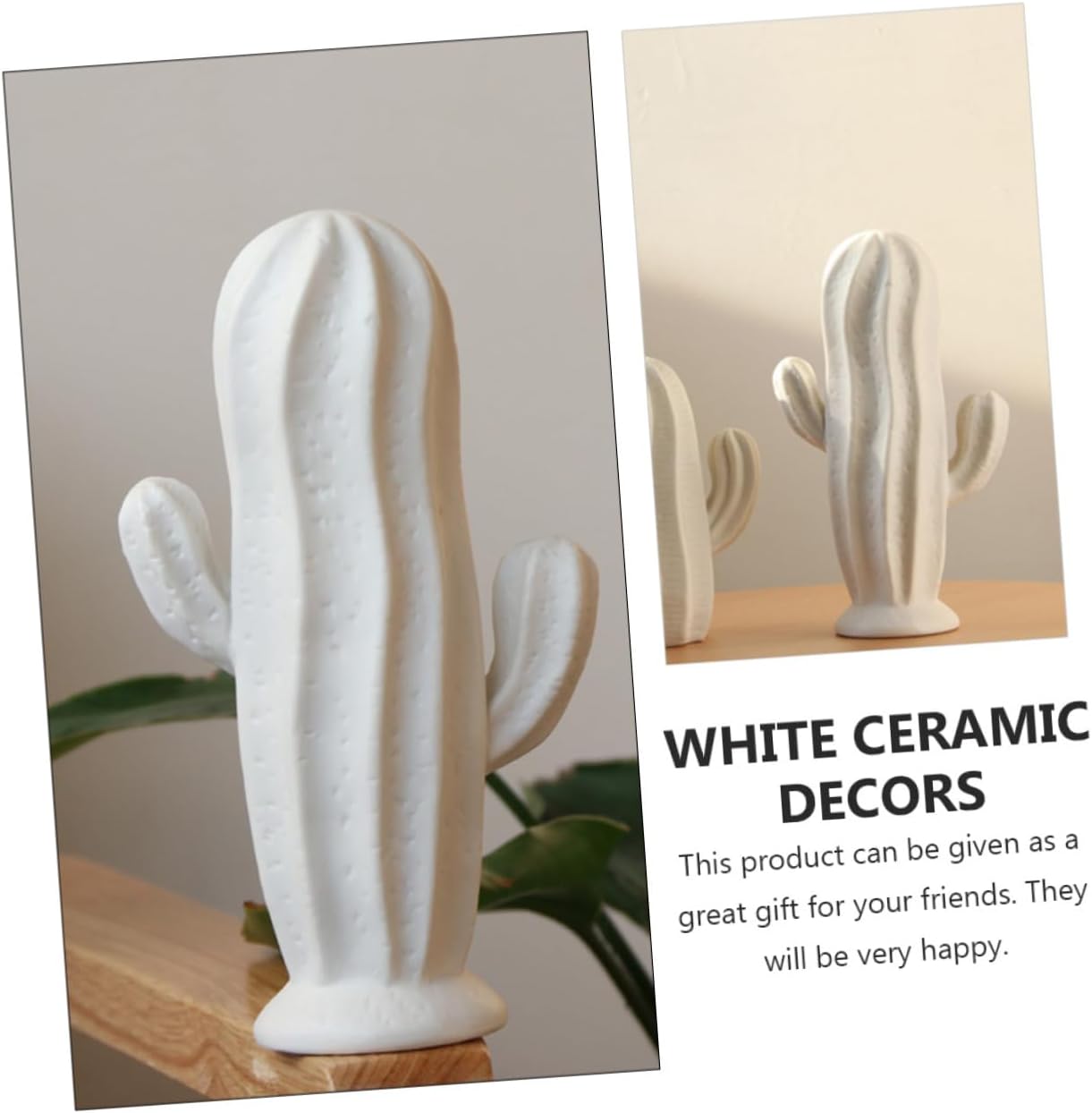 Ceramic Cactus Figurine Minimalist Cactus Statue Porcelian Collectible Art Sculpture Jewelry Holder