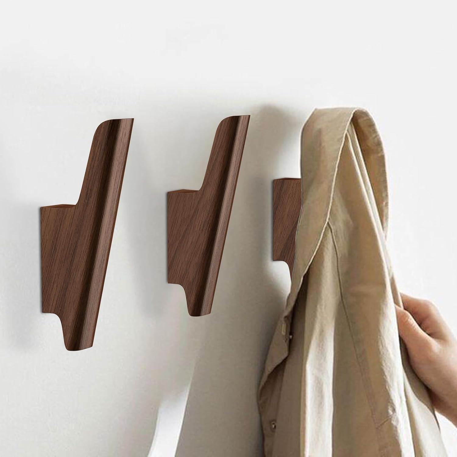 Rustic Coat Hooks / Walnut, Dark / Set of 4