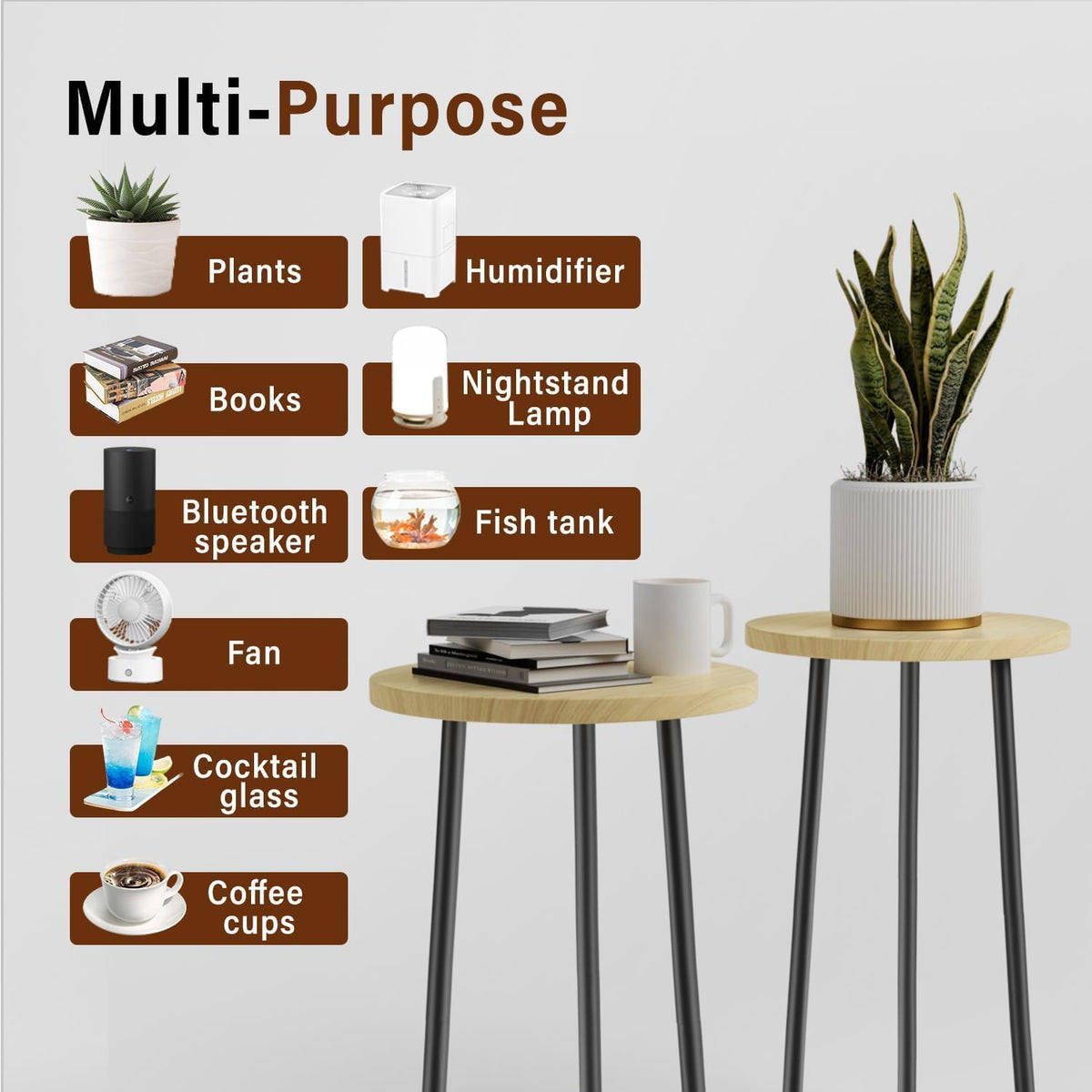 Plant Stand Indoor Outdoor: 2 Pack Indoor Plant Stand 20'' Convertible Multi-purpose Holder - Mid Century Modern Decor