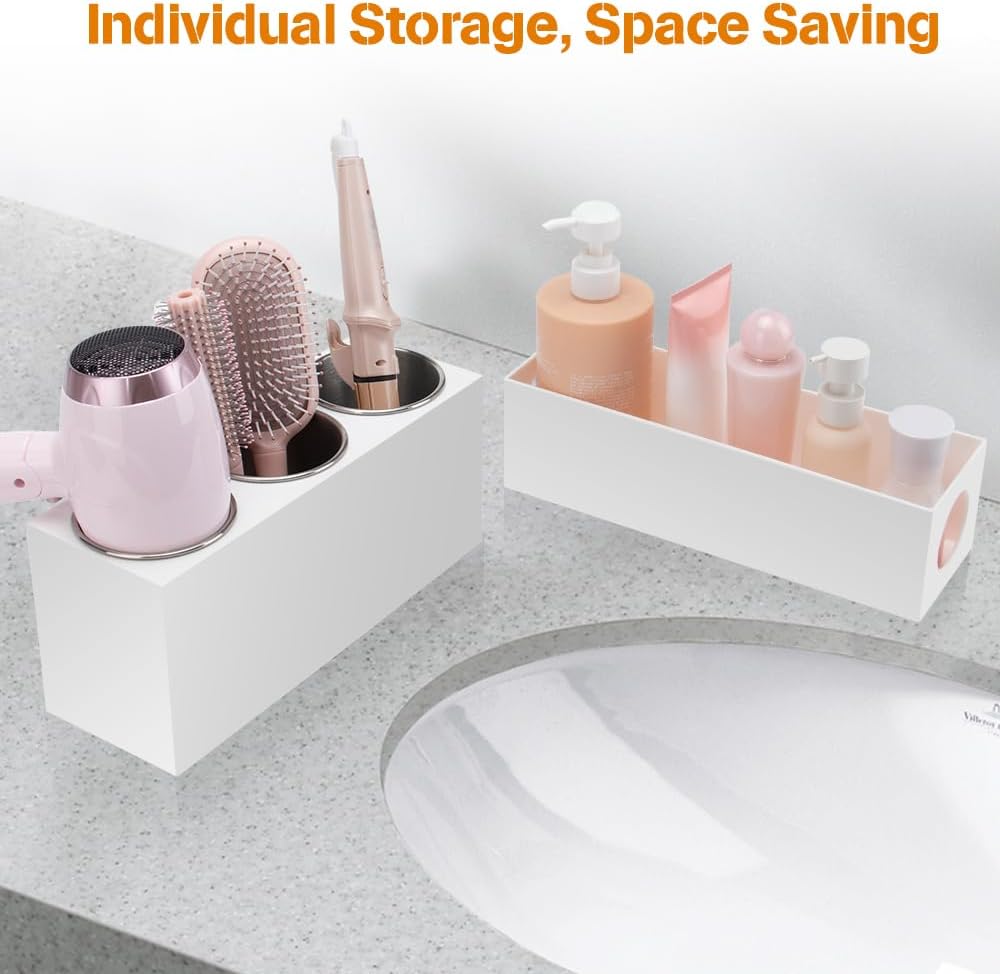 GFWARE Hair Tool Organizer with 3 Stainless Steel Cups, Cooling Hot Tools | Bathroom Vanity Storage, Hair Styling