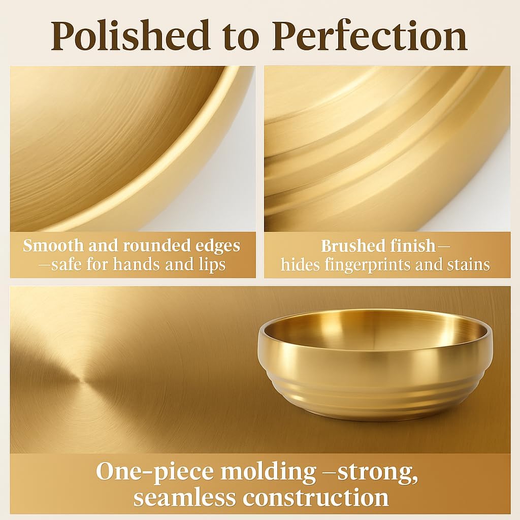 Brushed Surface Modern Fruit Purse Bowl / Gold / 7.4 Inch