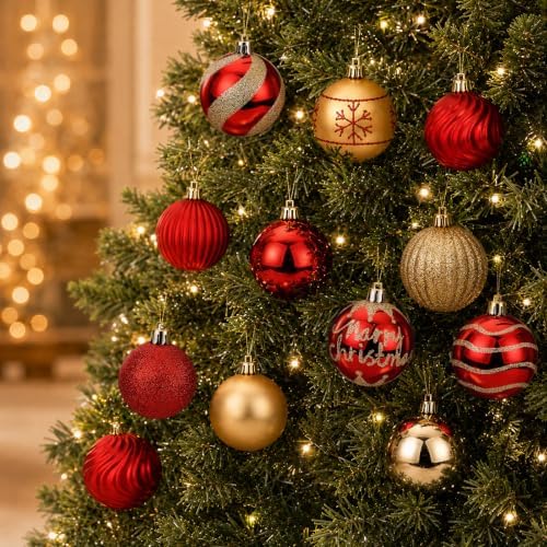 SHareconn 66Pcs Christmas Tree Decorations, Christmas Tree Ornaments Set