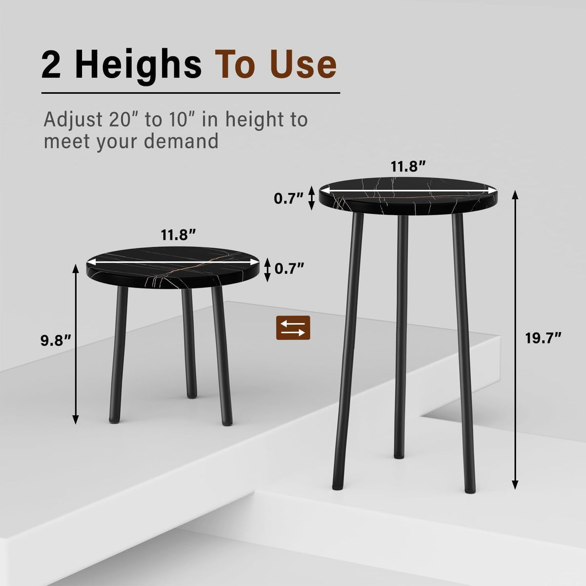 Plant Stand Indoor 2 Pack: Tall Plant Stand 20 Inch Convertible Multi-purpose Flowers Holder - Small Round Side End