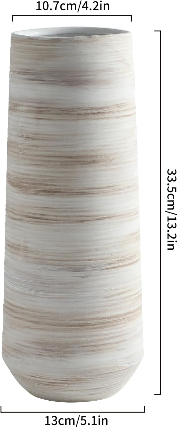 Ceramic Pampas Grass Vase in Minimalist / Cylindrical-white-13 / 13 Inch