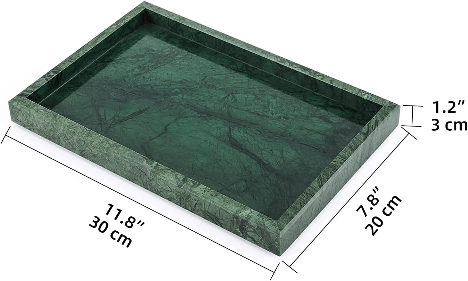 Marble Bathroom Vanity Tray / Blackish Green / 12 x 8 x 1.2