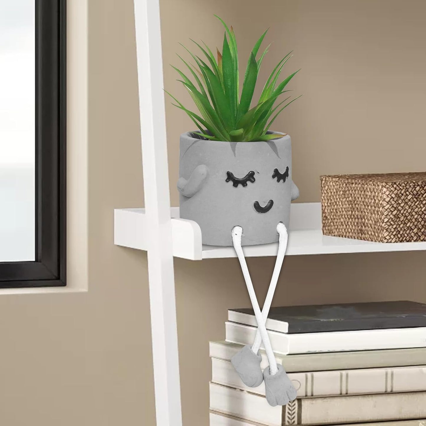 Small Artificial Plants in Cement Pots / Set/shy