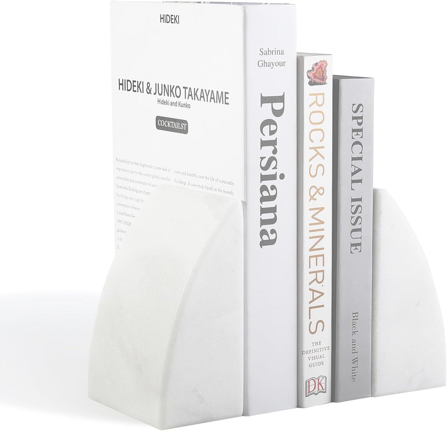 Marble Bookends / Large Bookends for Heavy Books / Sail-white