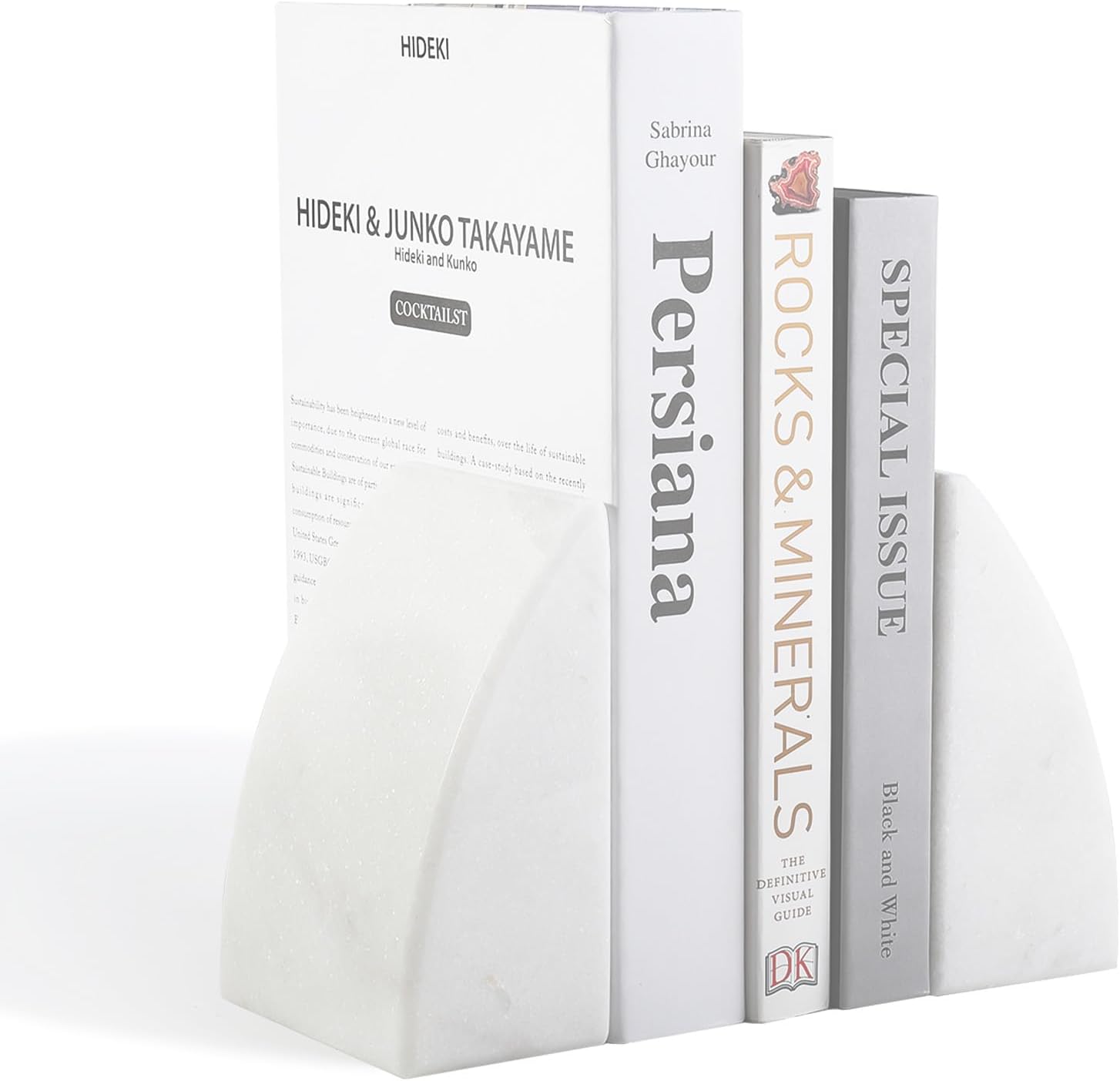 Marble Bookends / Large Bookends for Heavy Books / Sail-white