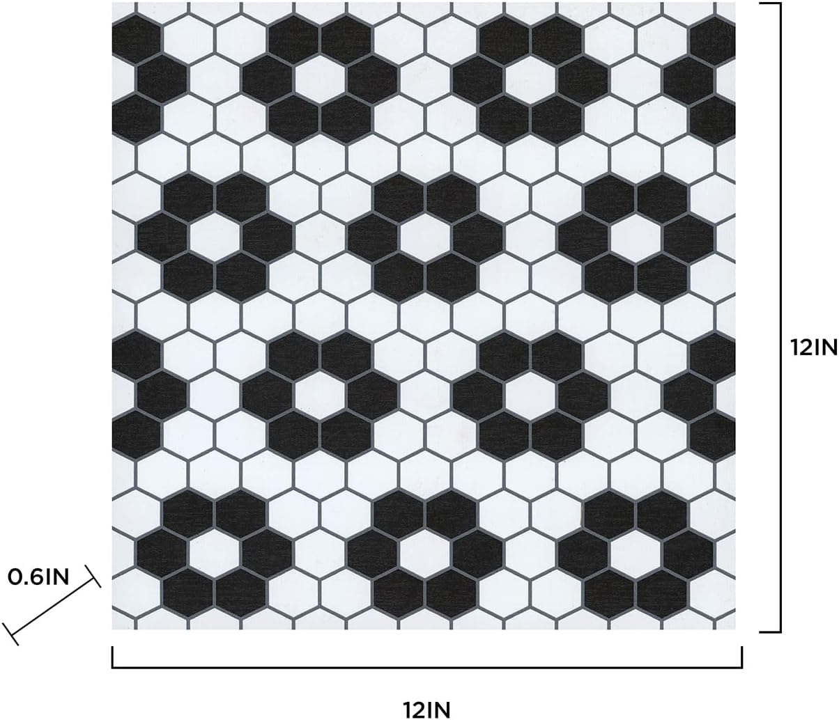 Biscotto Peel & Stick Floor Tiles / 12"L x 12"W x 0.06"T / Black