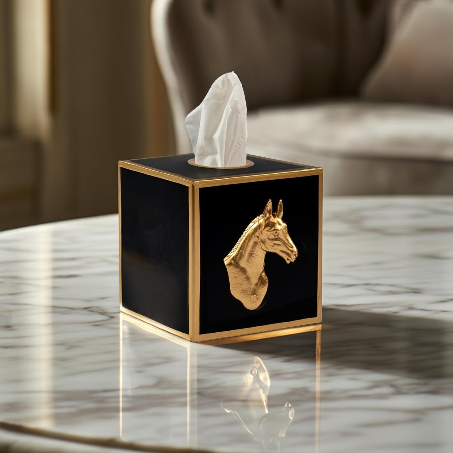 Jaye’s Studio Decorative Tissue Box Cover / Black Horse / Regency