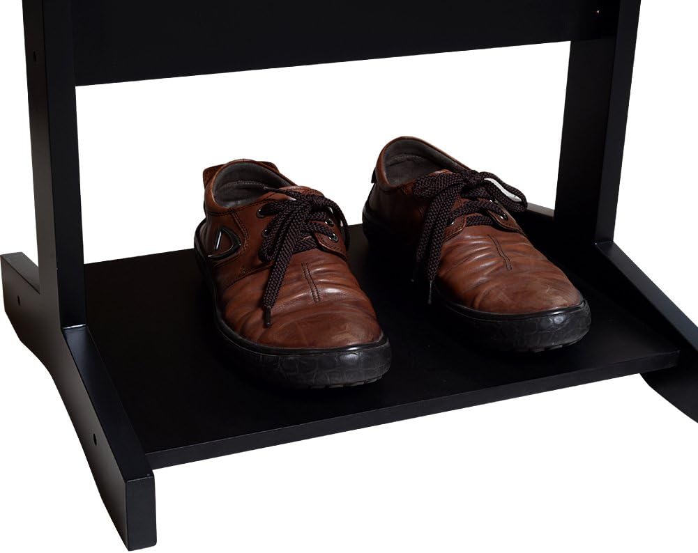 GLSCASA Black Wooden Valet Stand With Small Storage Compartments for Men