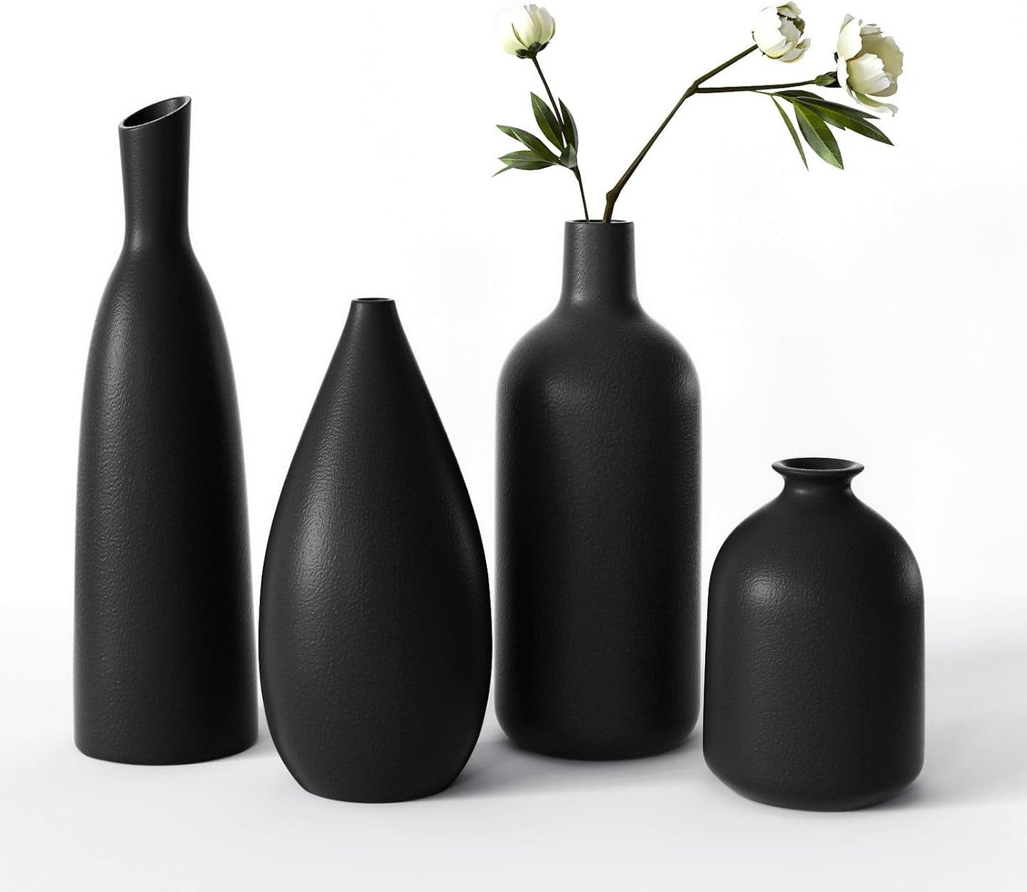 Black Ceramic Vase / Black*4 / Set of 4
