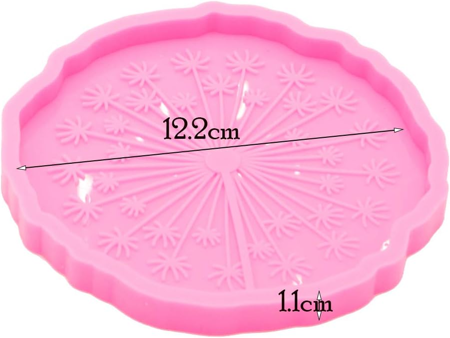 Super Shiny Dandelion Coaster Resin Molds Silicone Coaster Mold Round Flowers Shape Silicone Molds