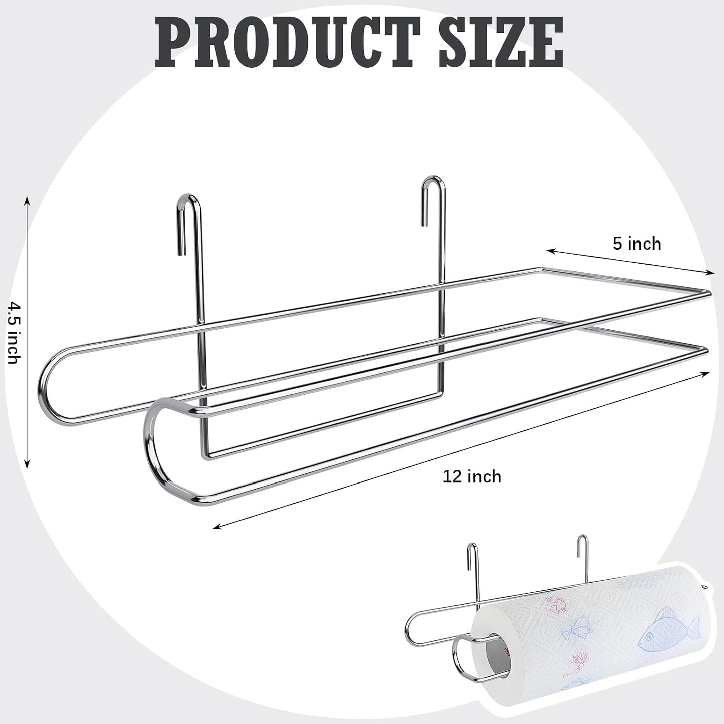 CroBlissful Paper Towel Holder for Wire Shelving 5'' D x 12'' W x 4.5'' H Hanging Paper Towel Holder Wire Shelf