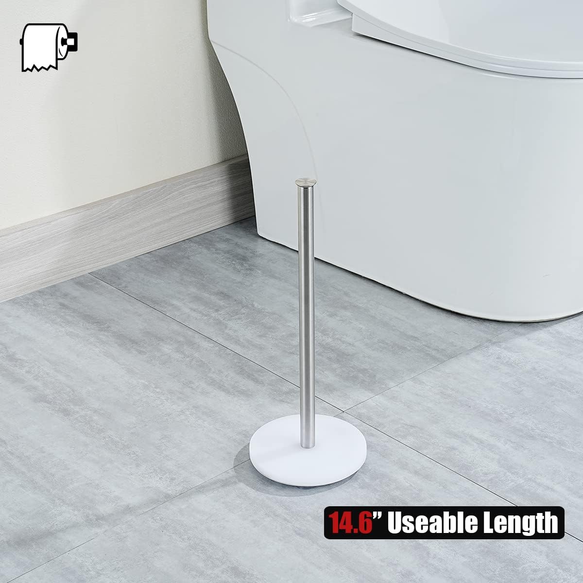 JQK Toilet Paper Storage Stand, 304 Stainless Steel Thicken 0.8mm Tissue Reserve Holder Dispenser for Bathroom, Brushed