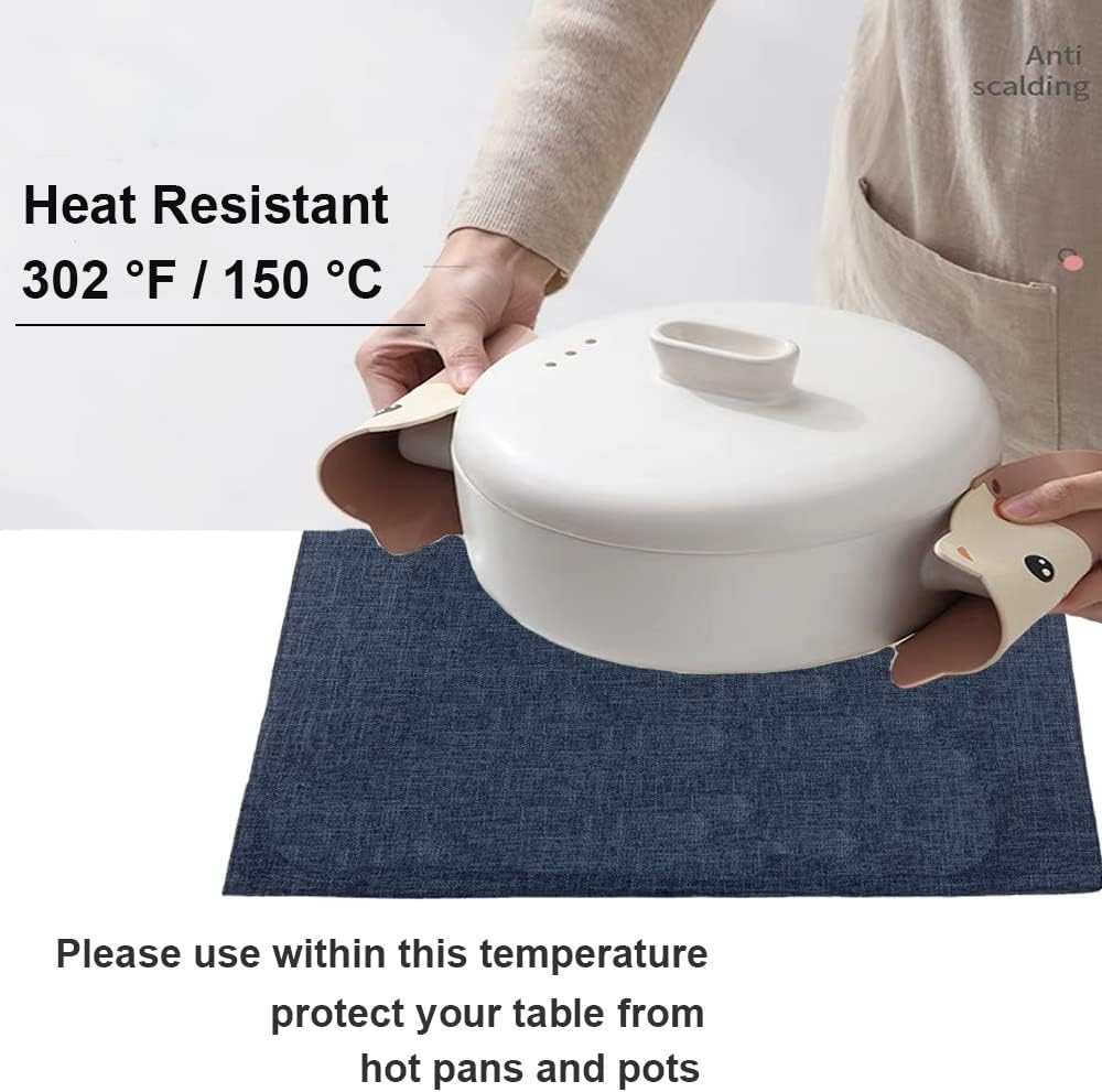 Weabetfu Cloth Placemats Set of 6 Heat Resistant Dining Table Placemats | Cotton Linen Machine Washable Kitchen Table