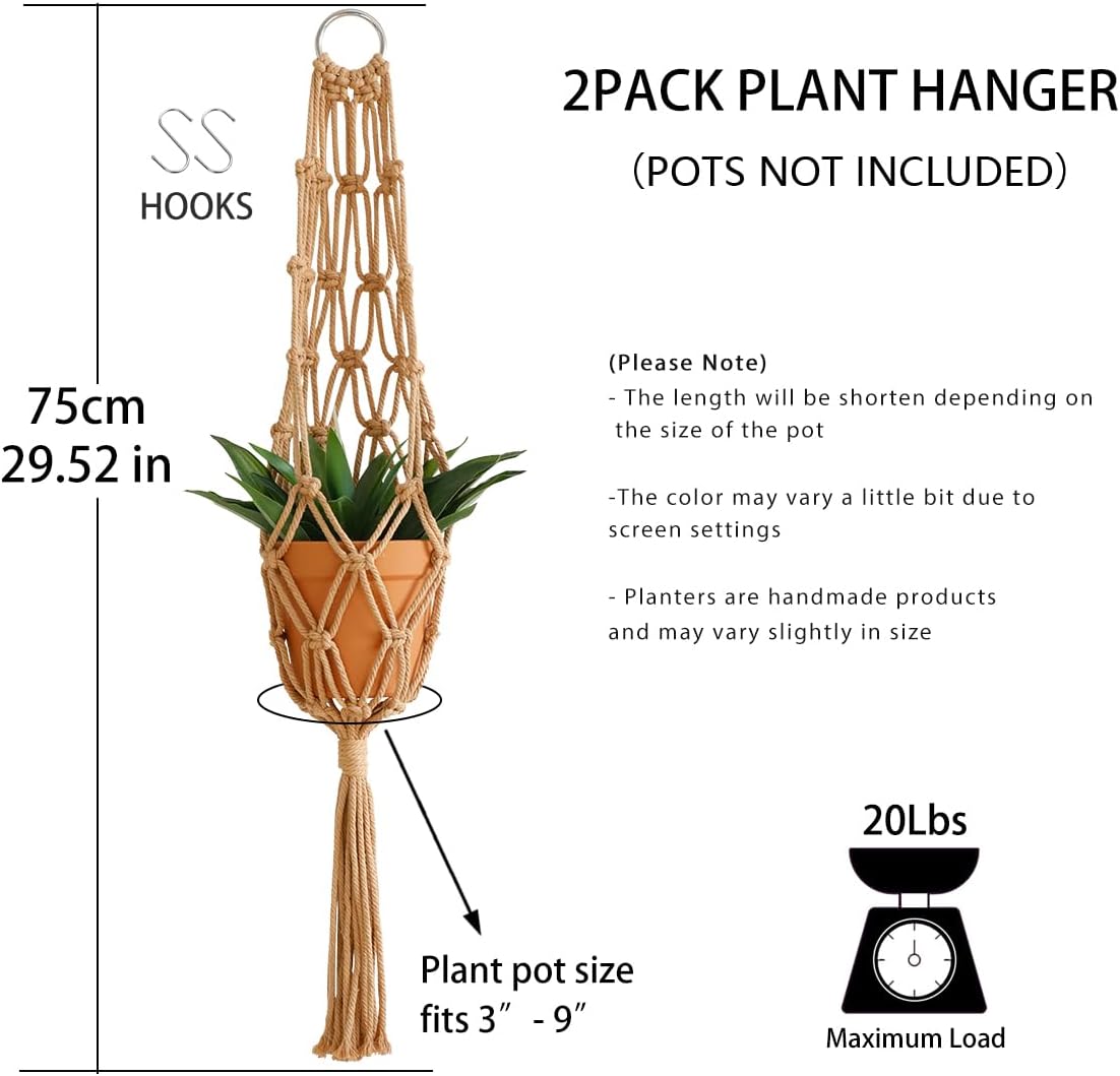 Hanging Planter / Brown Plant Hanger / Set of 2