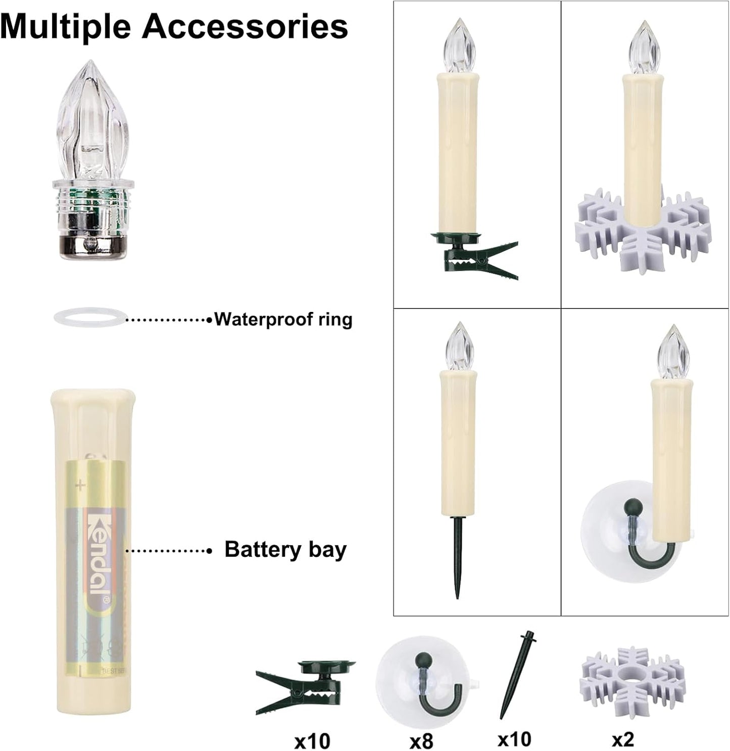 10 PCS LED Window Flameless Taper Candle, Battery Operated Christmas Tree Candle Lights with Remote Timer, Flickering