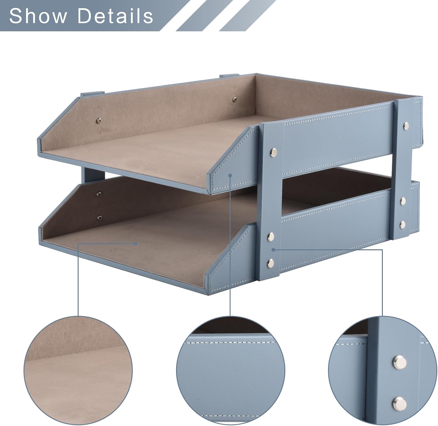 Leather Desk Letter Tray,Office Supplies Paper Organizer for Mail Paper Files Magazines Jewelry Cosmetics,Fashion