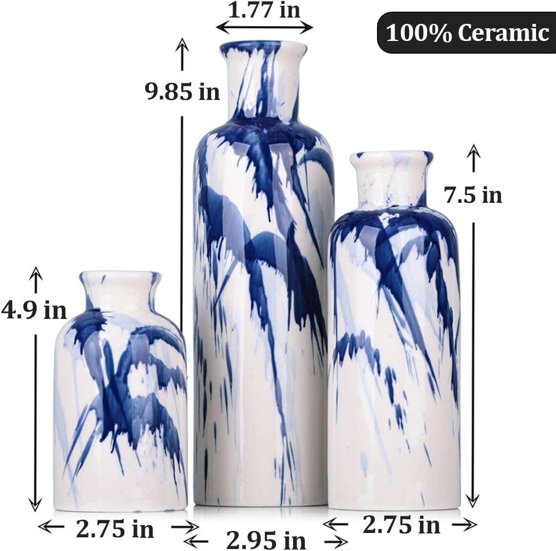 Blue Ceramic Vase Set / Blue & White