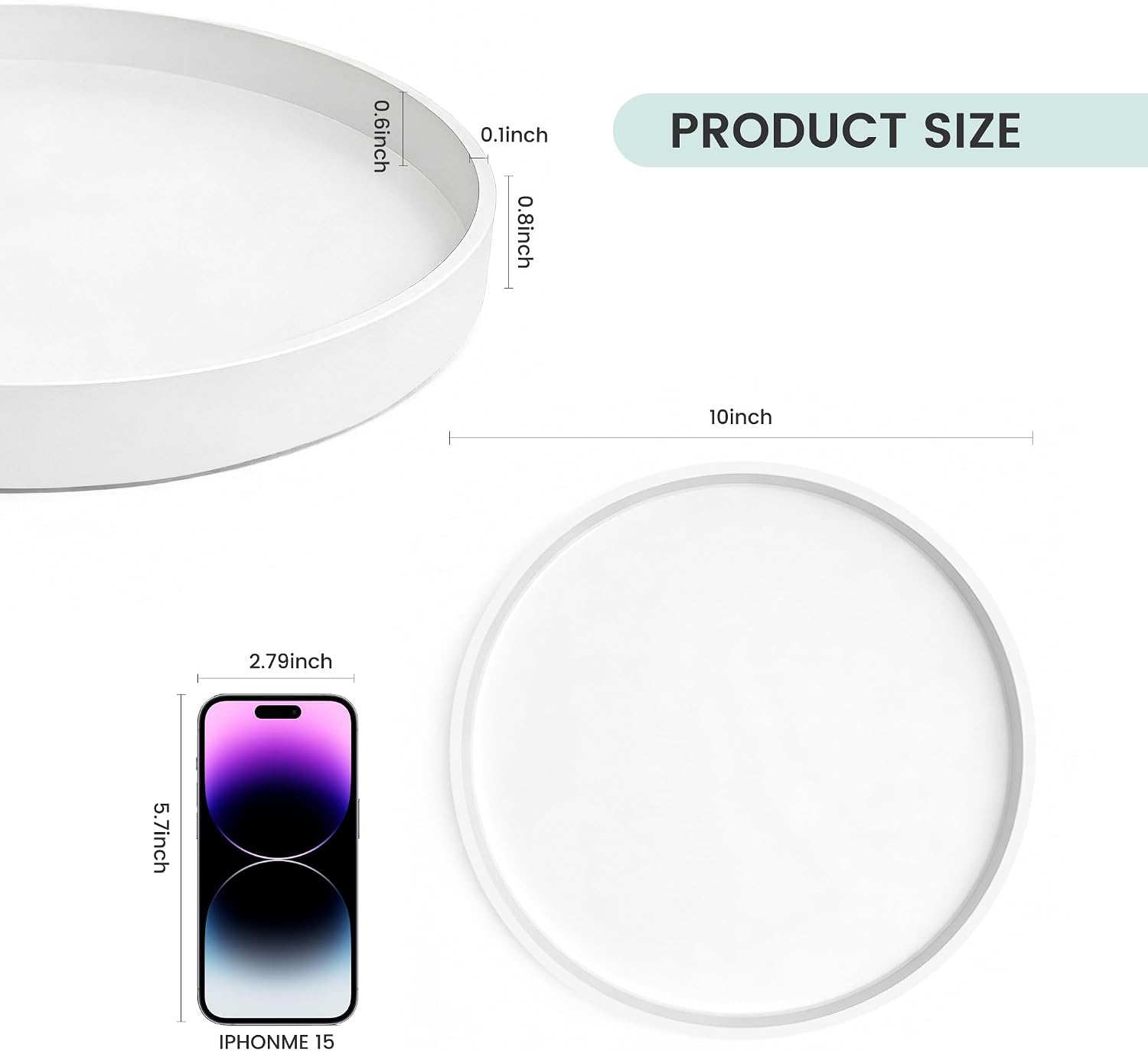 Candles / 10" Bathroom and Vanity Tray / White / Set of 10