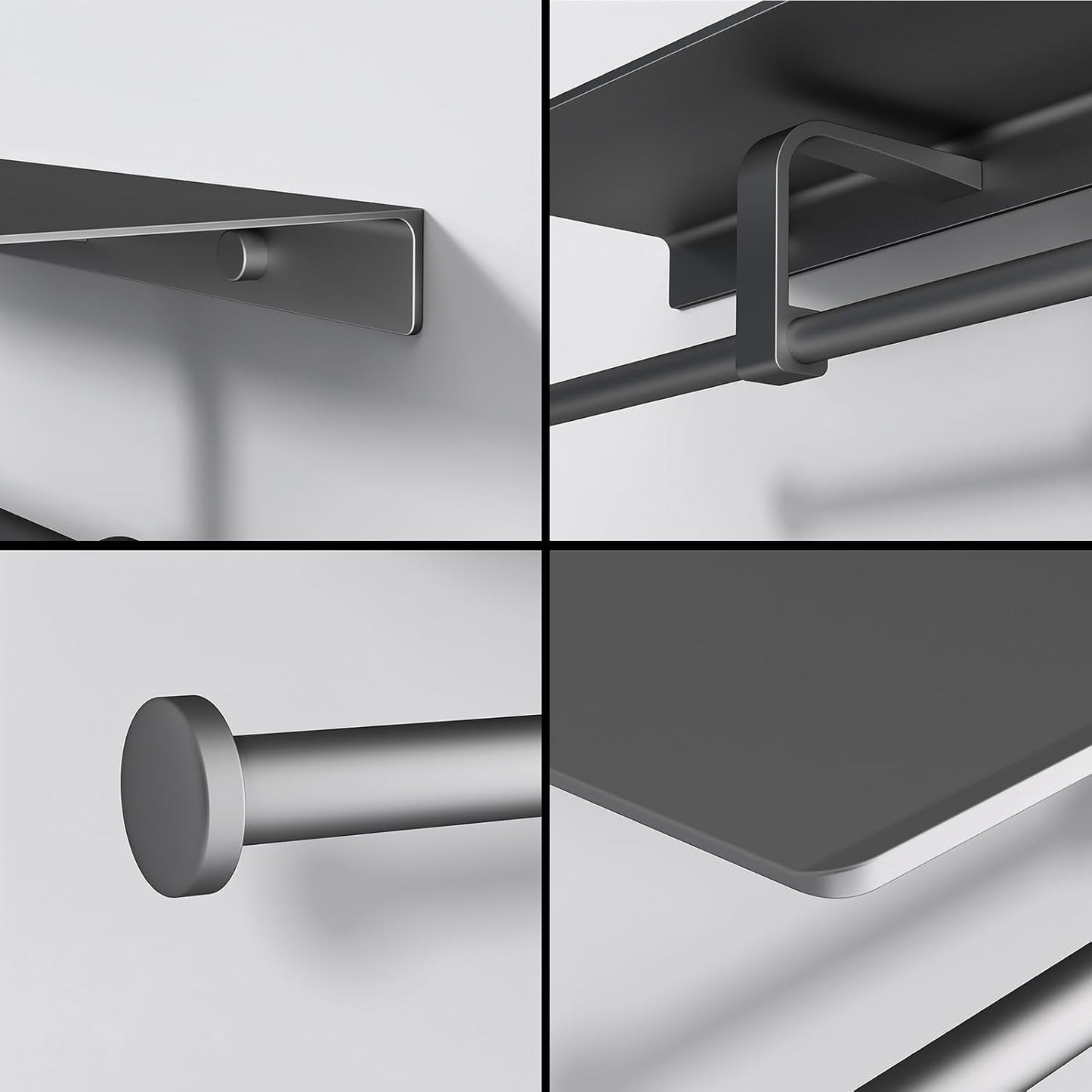 Grey Toilet Paper Holder with Shelf, Double Roll Commercial Toilet Paper Dispenser