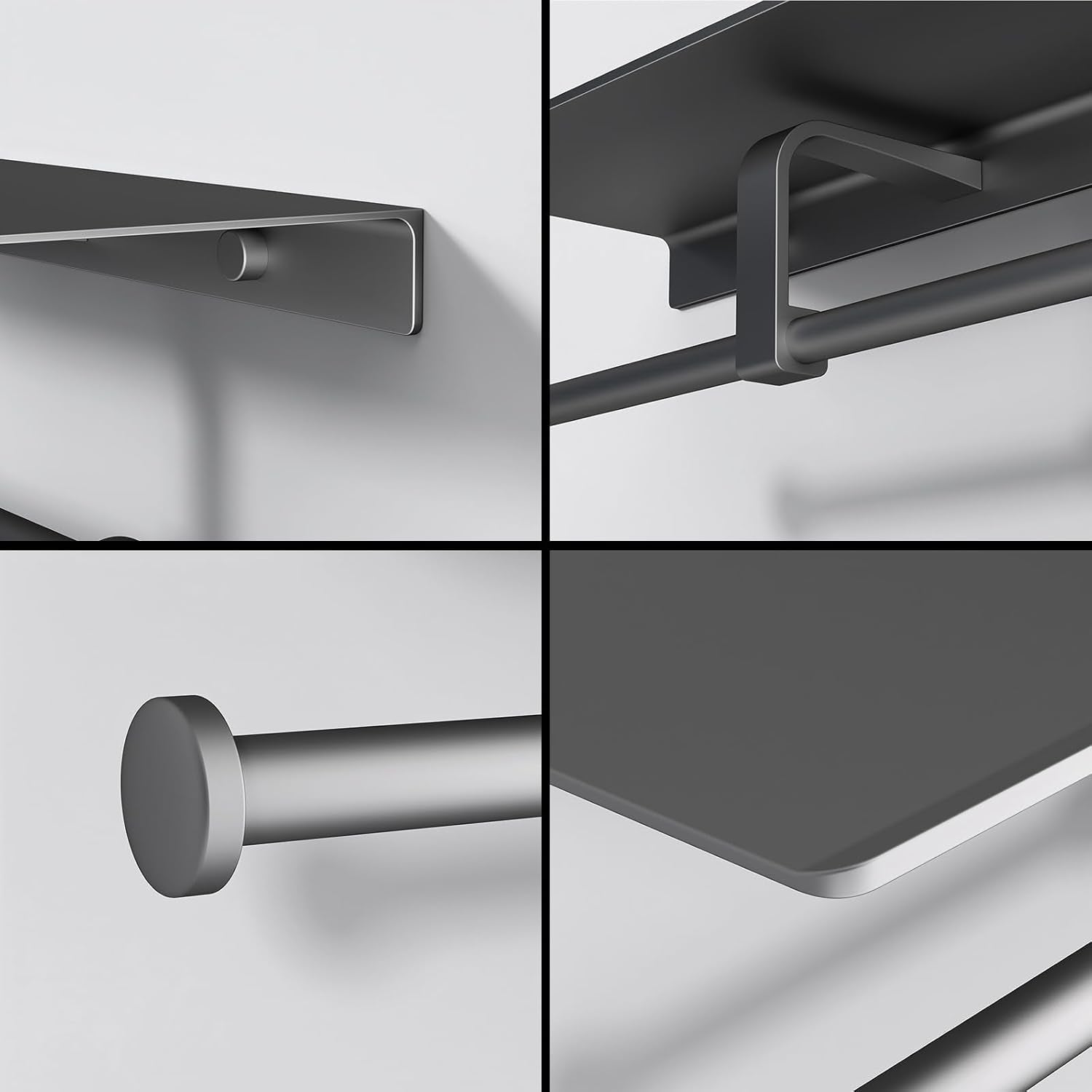 Grey Toilet Paper Holder with Shelf, Double Roll Commercial Toilet Paper Dispenser