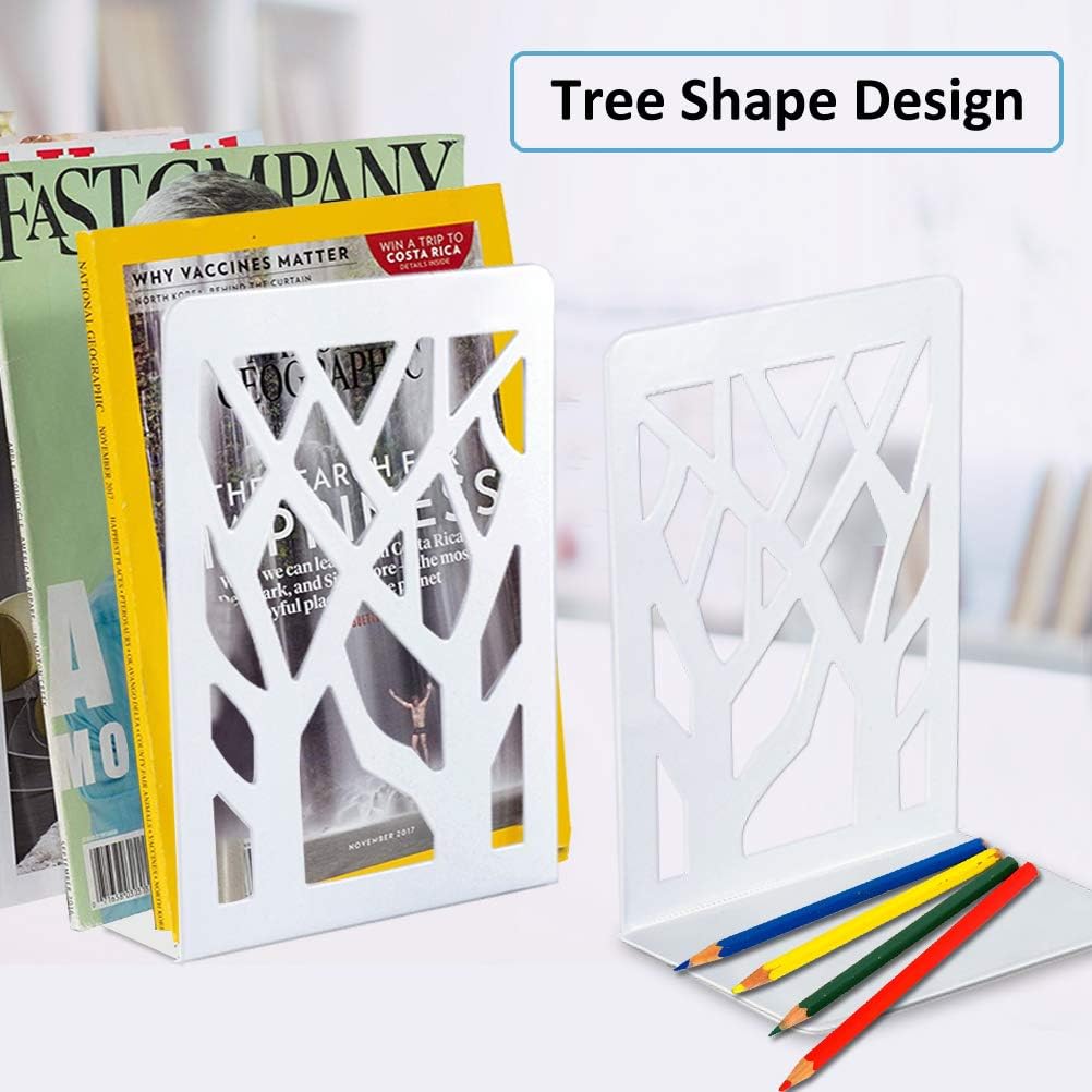 White Metal Book Shelf Holder Home / White-2 Pair