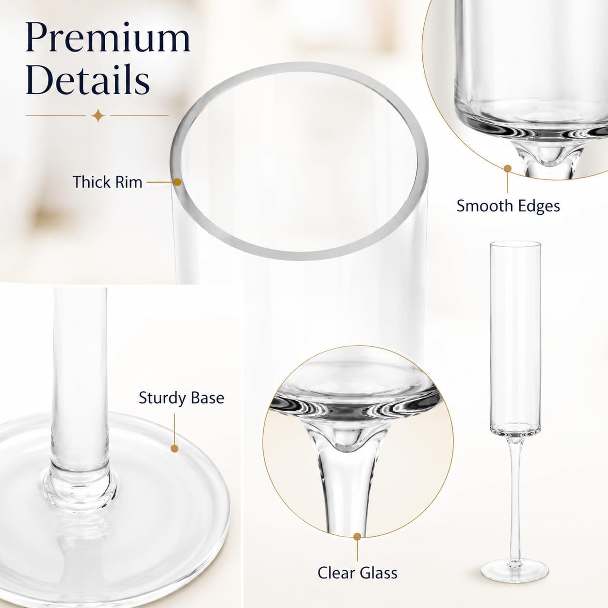 Koyal Wholesale Tall Skinny Floating Candle Holders, Modern Raised Slim Glass Hurricane Pedestal Candles Holder for