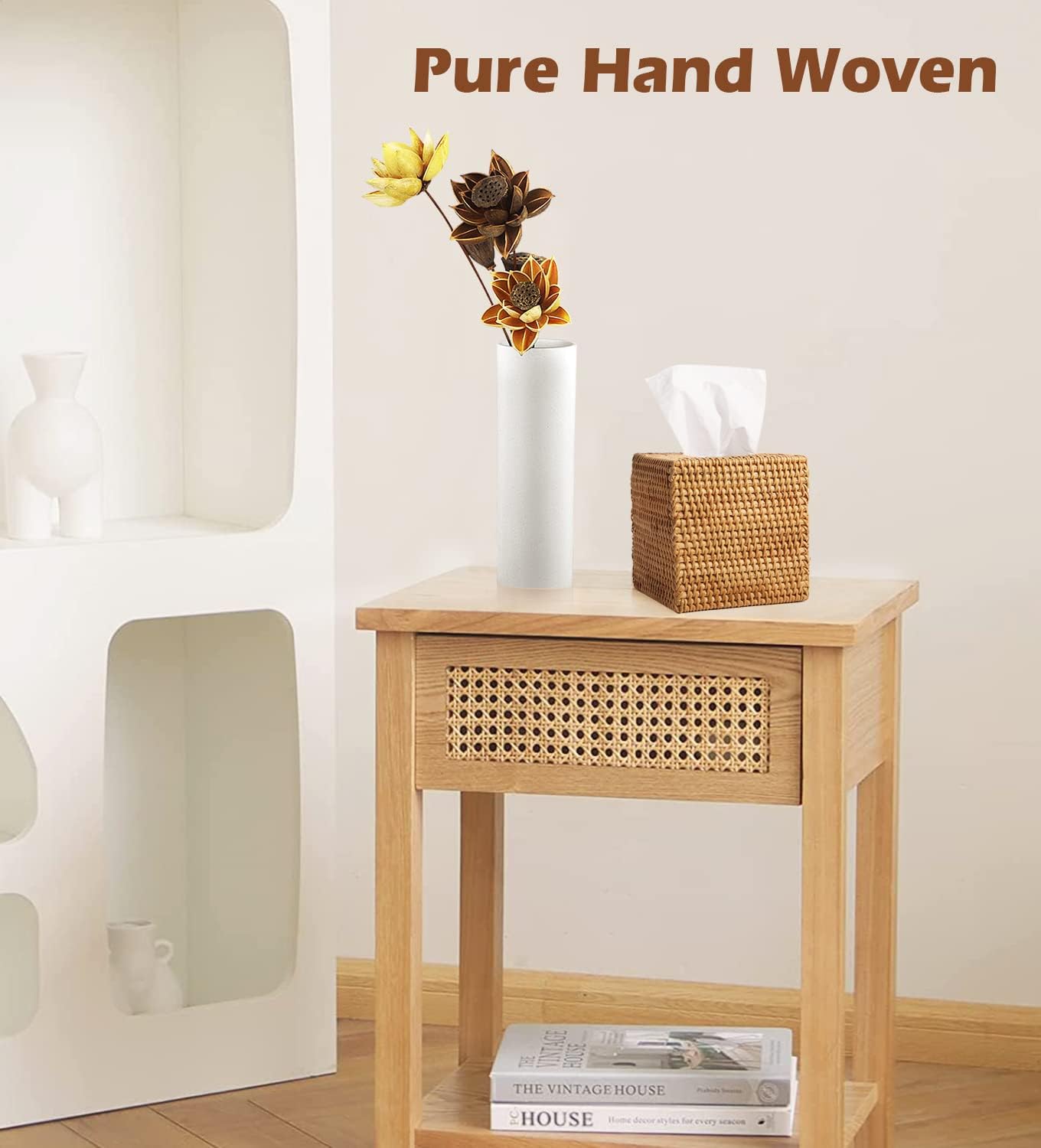 Rattan Tissue Box Cover / Natural