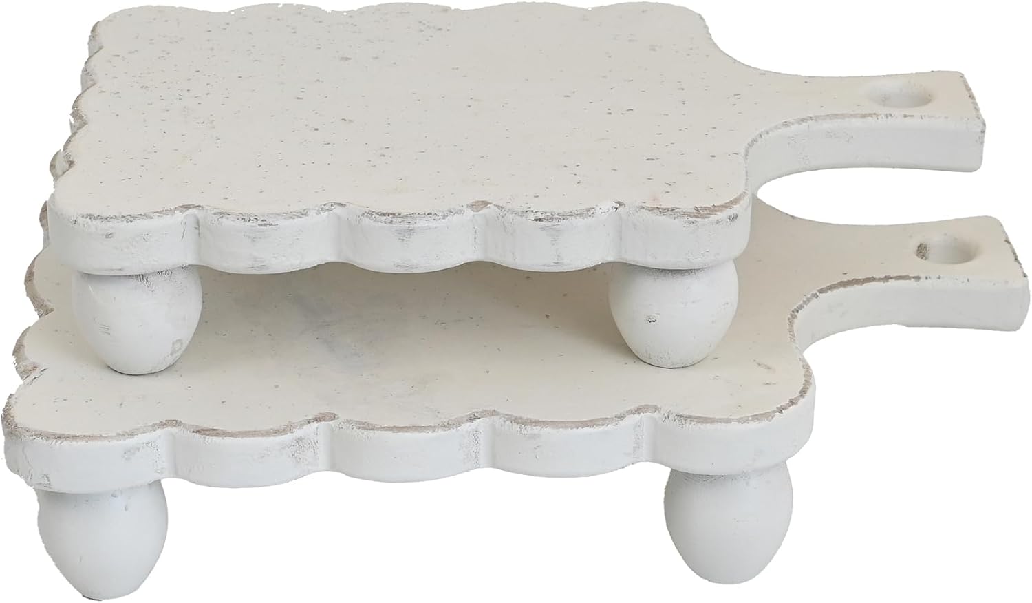 Rustic Wooden Trays Riser- Farmhouse Pedestal Stand / White / Set of 2