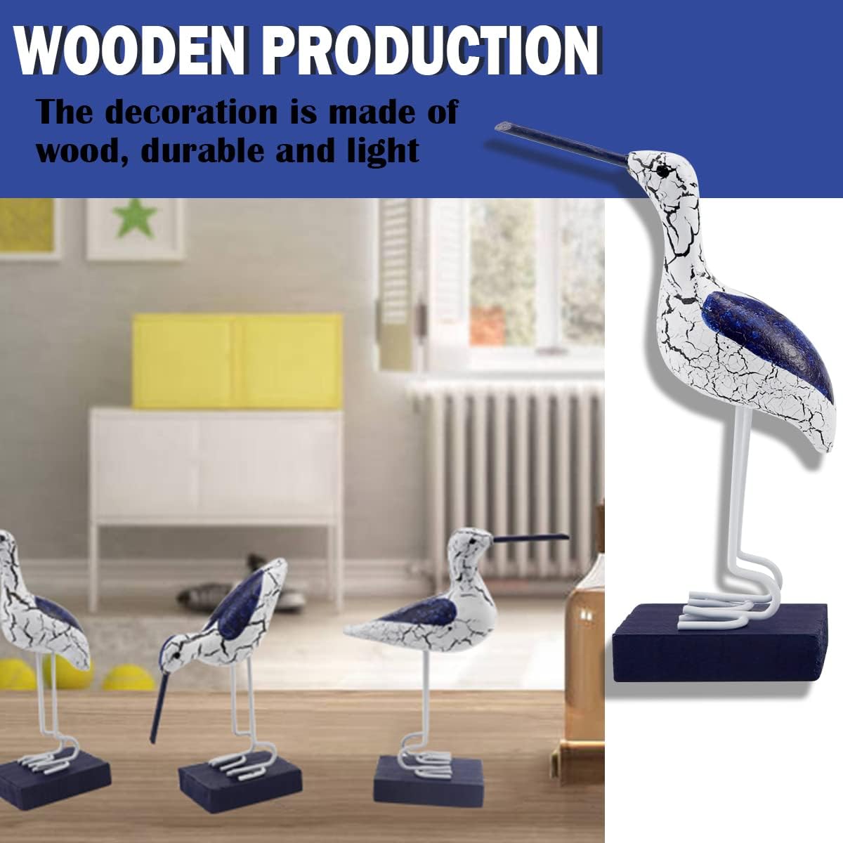 Wooden Seabird Figurine Ornament