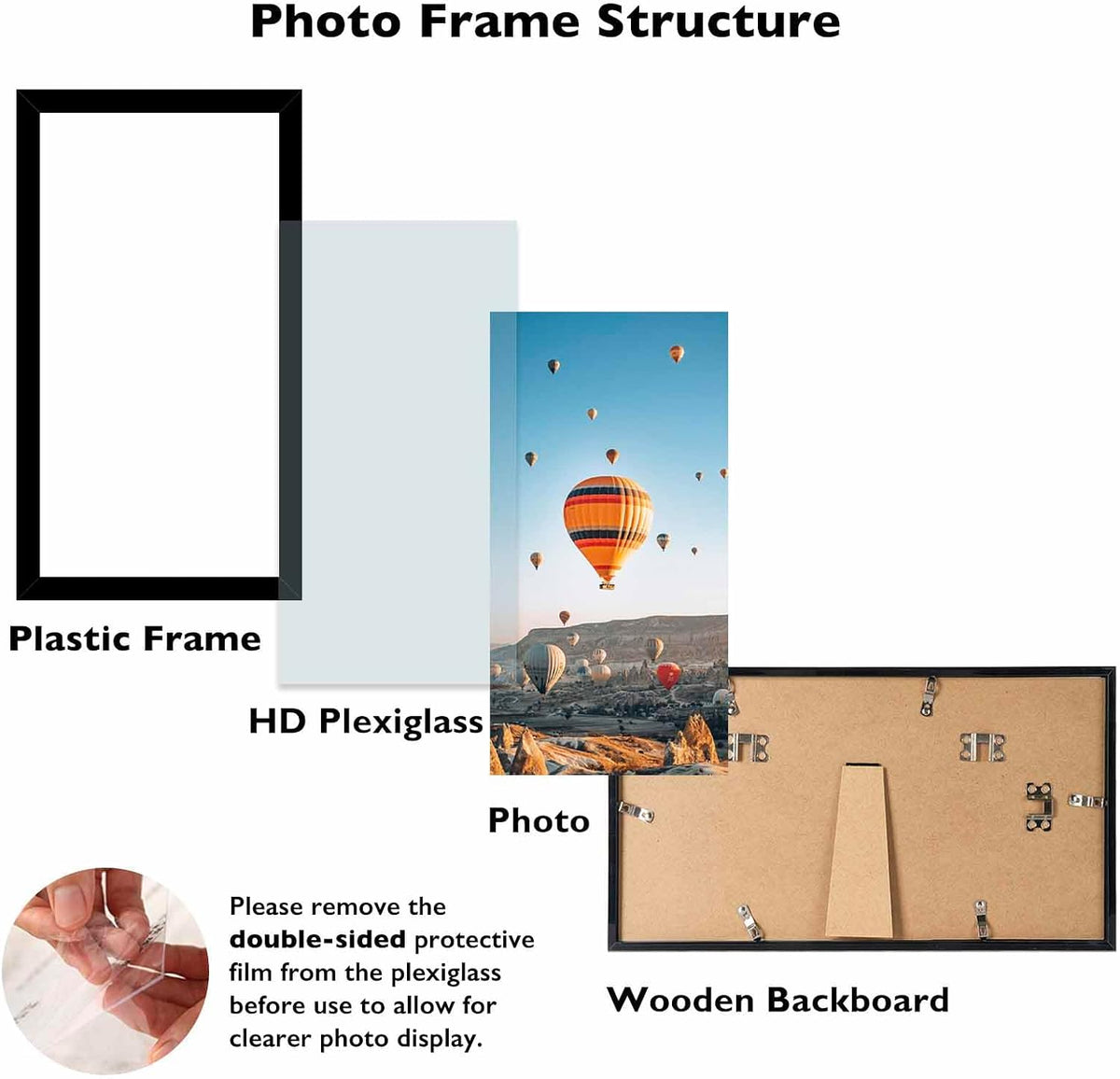 JCJMY 4x10 Picture Frame Set of 6 Black for Wall Hanging or Tabletop, Wall Mounting Horizontally or Vertically, 4 x 10