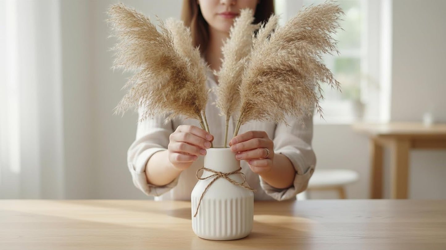 Ceramic Vase for Pampas Grass / White