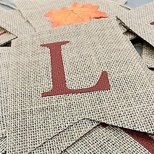 Thankful Burlap Banner Fall Autumn Maple Leaves Rustic Burlap Harvest Banner for Mantel Fireplace Wall Hanging for Welcome Home Office School Party Decor Thanksgiving Decoration Grateful Blessed Wall