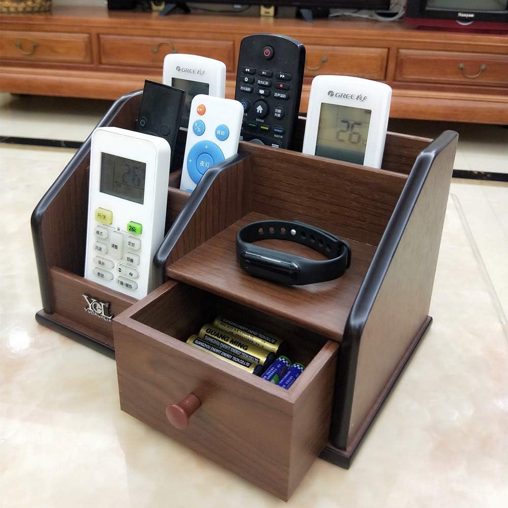 Wooden desk organizer with Drawer,Multifunctional Office & Home Storage Organizer as Large pencil holder makeup