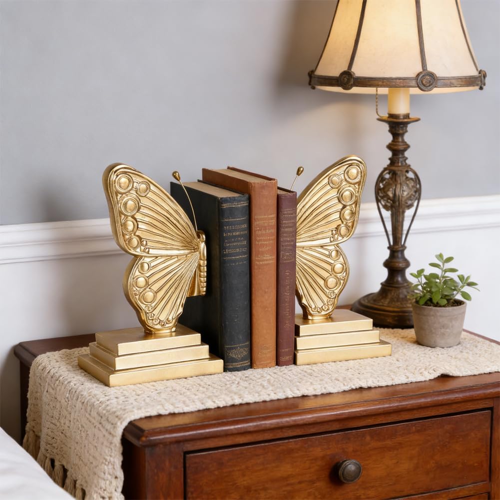 Vintage Butterfly Bookends / Gold