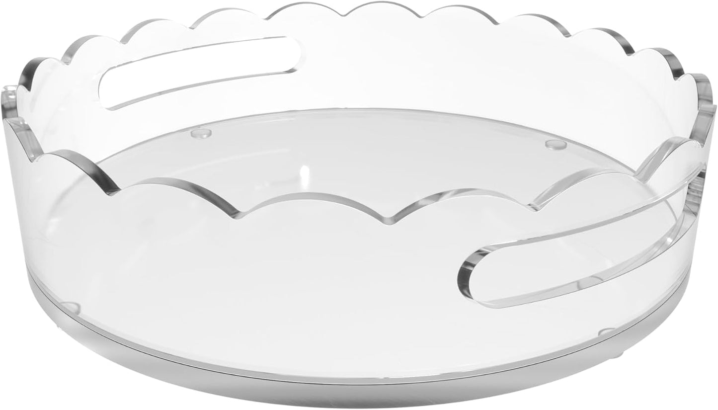 10" Scalloped Round Acrylic Tray / Clear