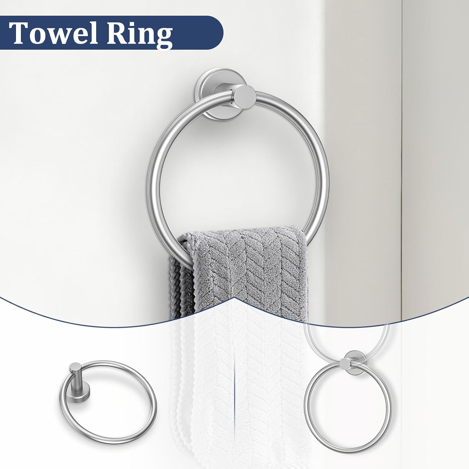 5 Pieces Bathroom Hardware Set Brushed Nickel Towel Bar Set Round Towel Holder Set Upgraded Paper Towel Holder with