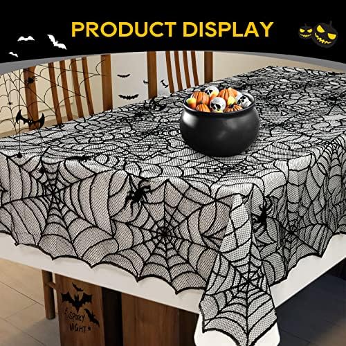 eZAKKA Black Lace Halloween Tablecloth - 60x104 Inch Rectangle Spider Web