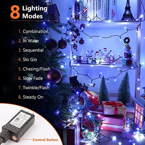 Brizled Blue White Christmas String Lights Indoor Outdoor, 78.74ft 240 LED
