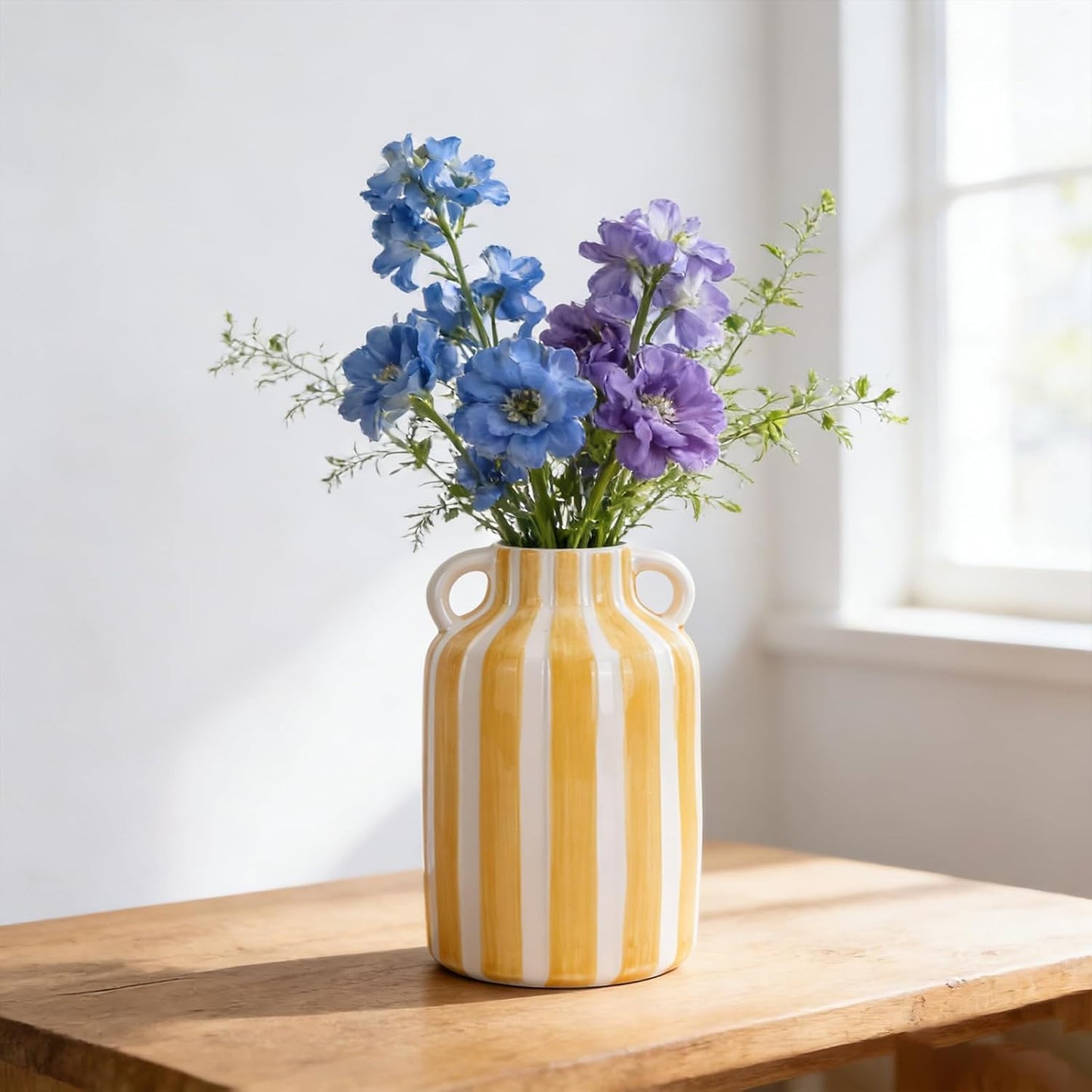 Ceramic Vase / Yellow and White