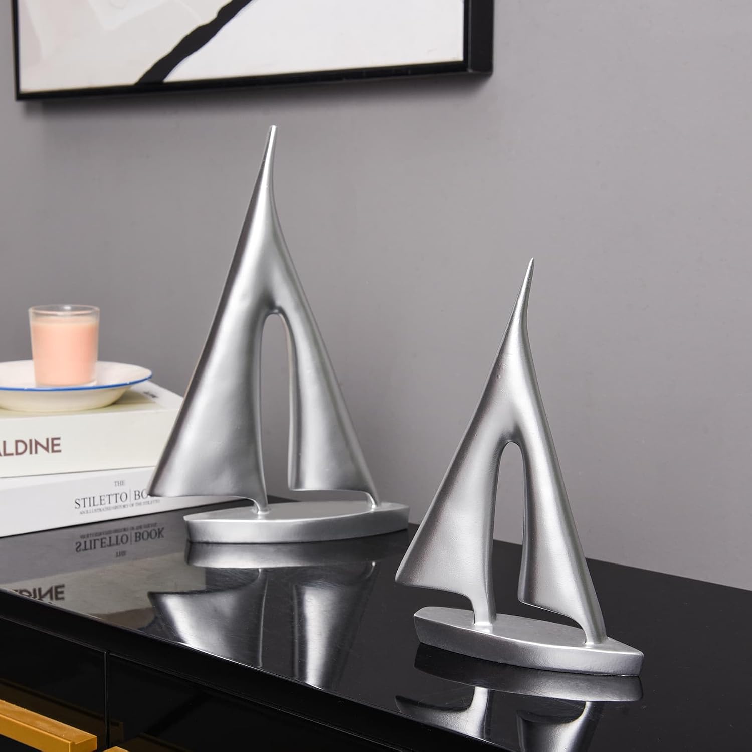 Boat Decorations Statue Decor / Silver